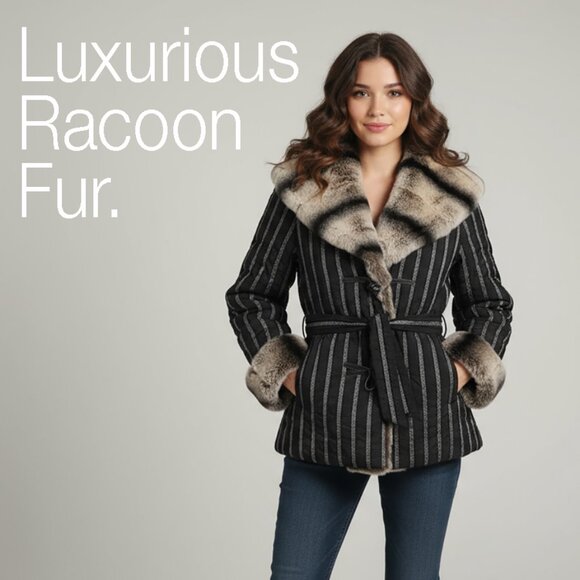 Rare, Vintage Daniela Vitali Raccoon Fur Jacket, Hooded,
Sz (US 10-12 ) - Picture 3 of 16